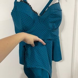 Terra Sky 1X (16-18) retro 2 piece bathing suit.